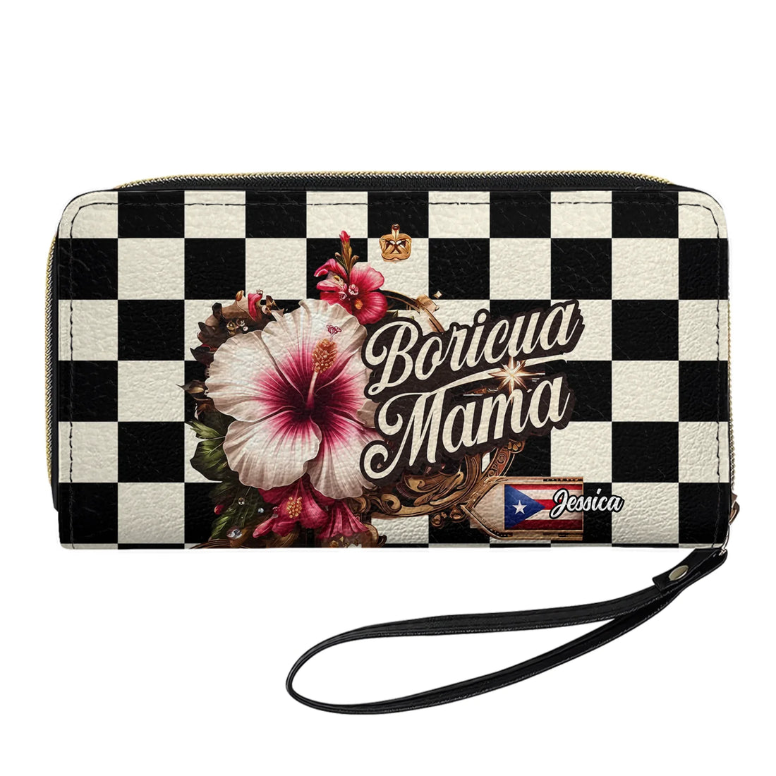 Boricua Mama - Personalized Leather Clutch Purse