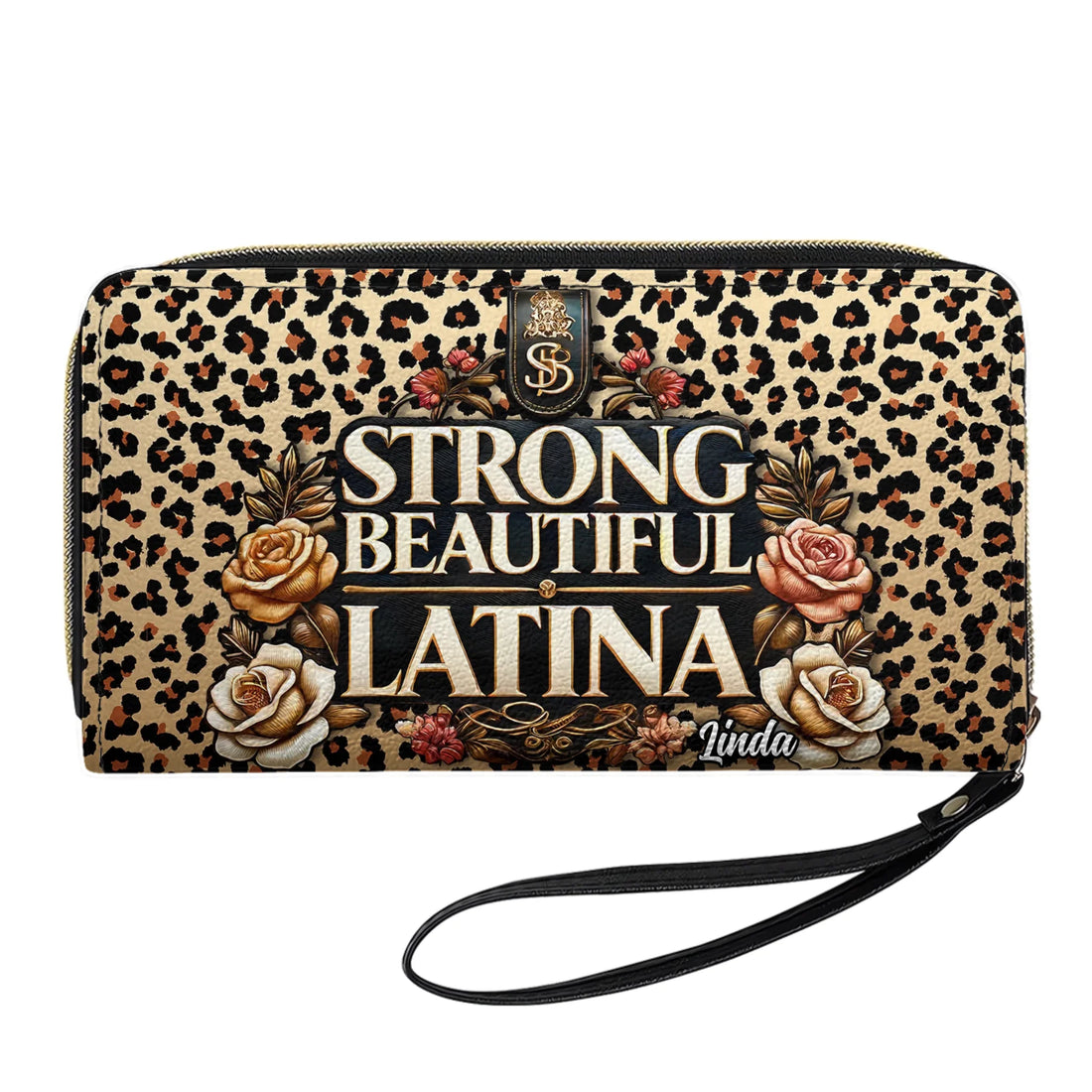 Strong Beautiful Latina - Personalized Leather Clutch Purse