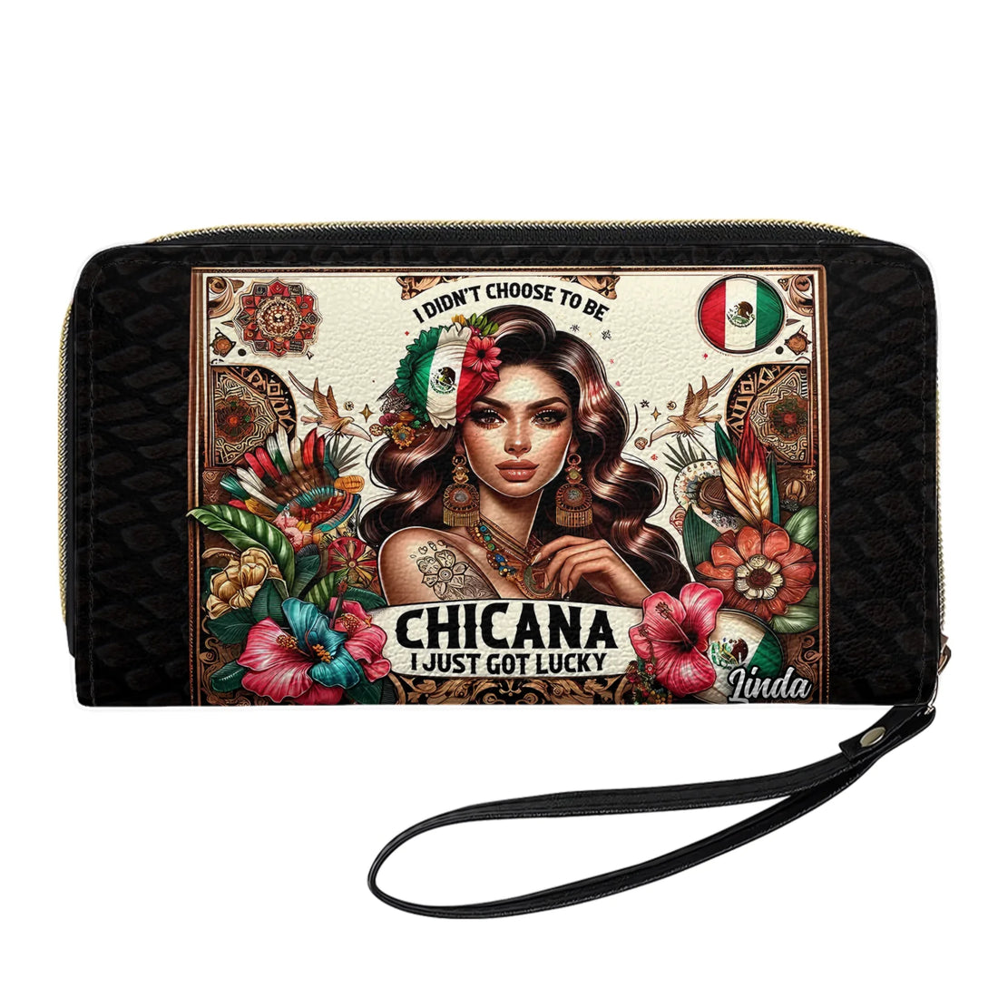 I didn't choose to be Chicana - Personalized Leather Clutch Purse