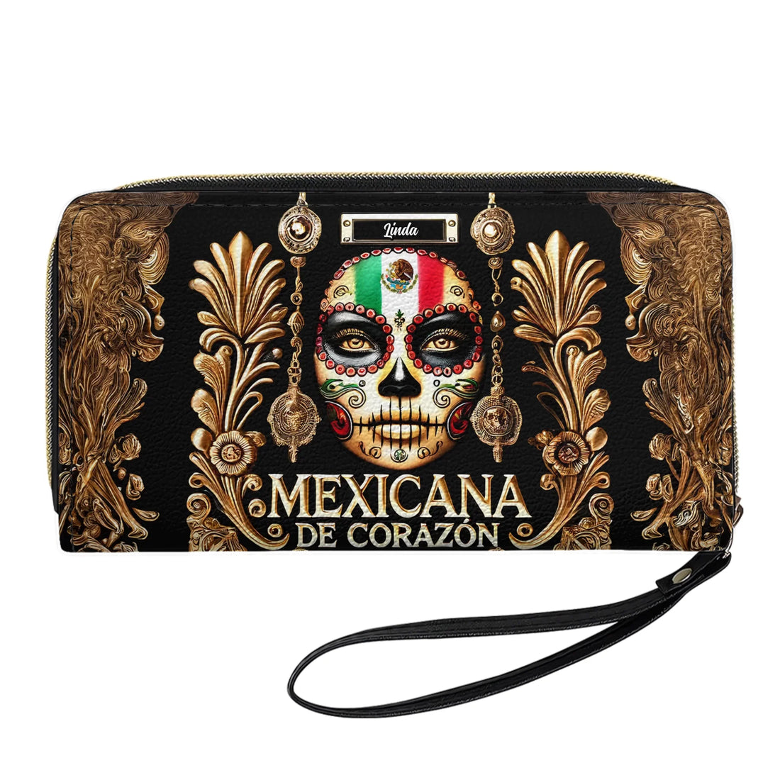Mexicana De Corazón - Personalized Leather Clutch Purse