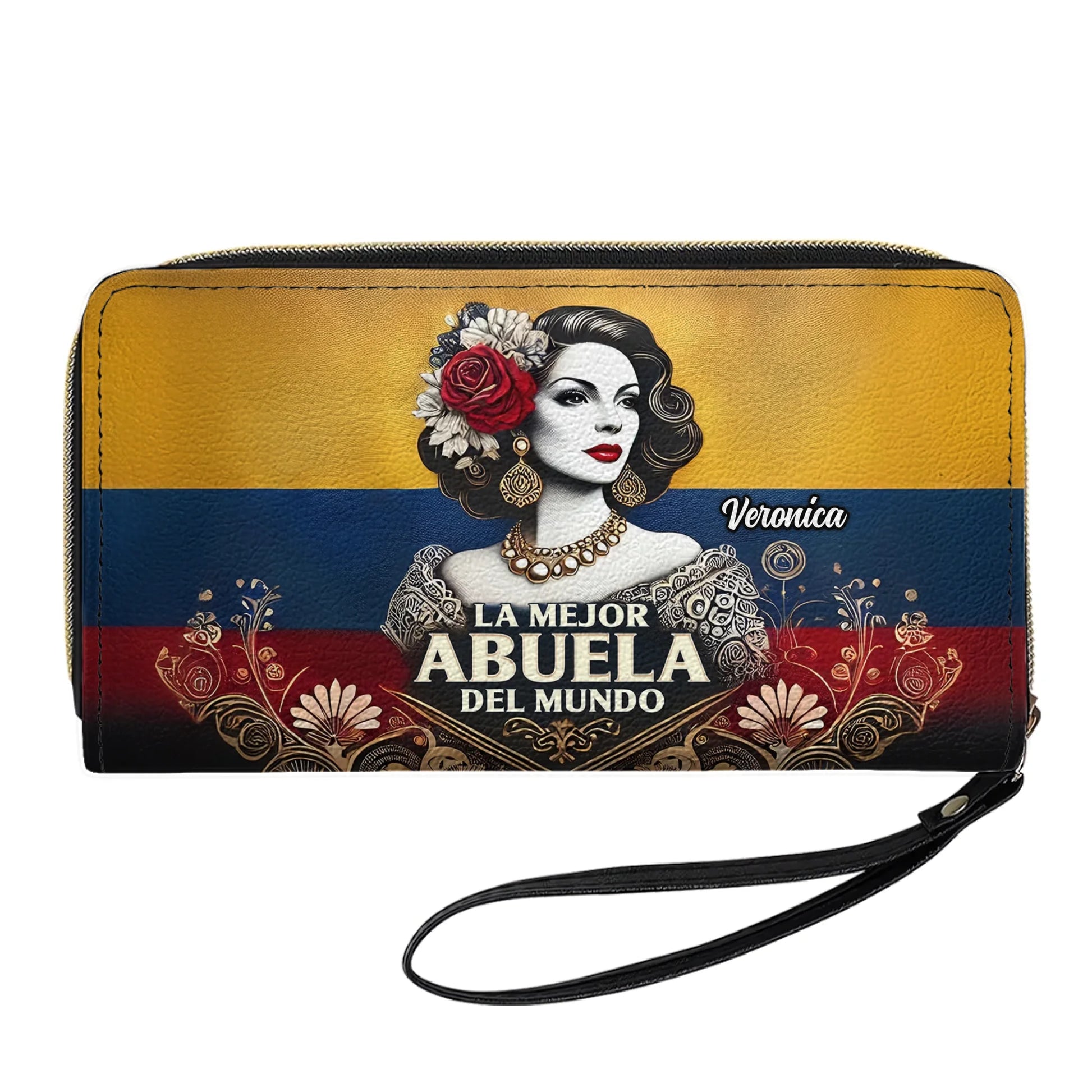 La Mejor Abuela Del Mundo Personalized Colombian Leather Clutch Purse