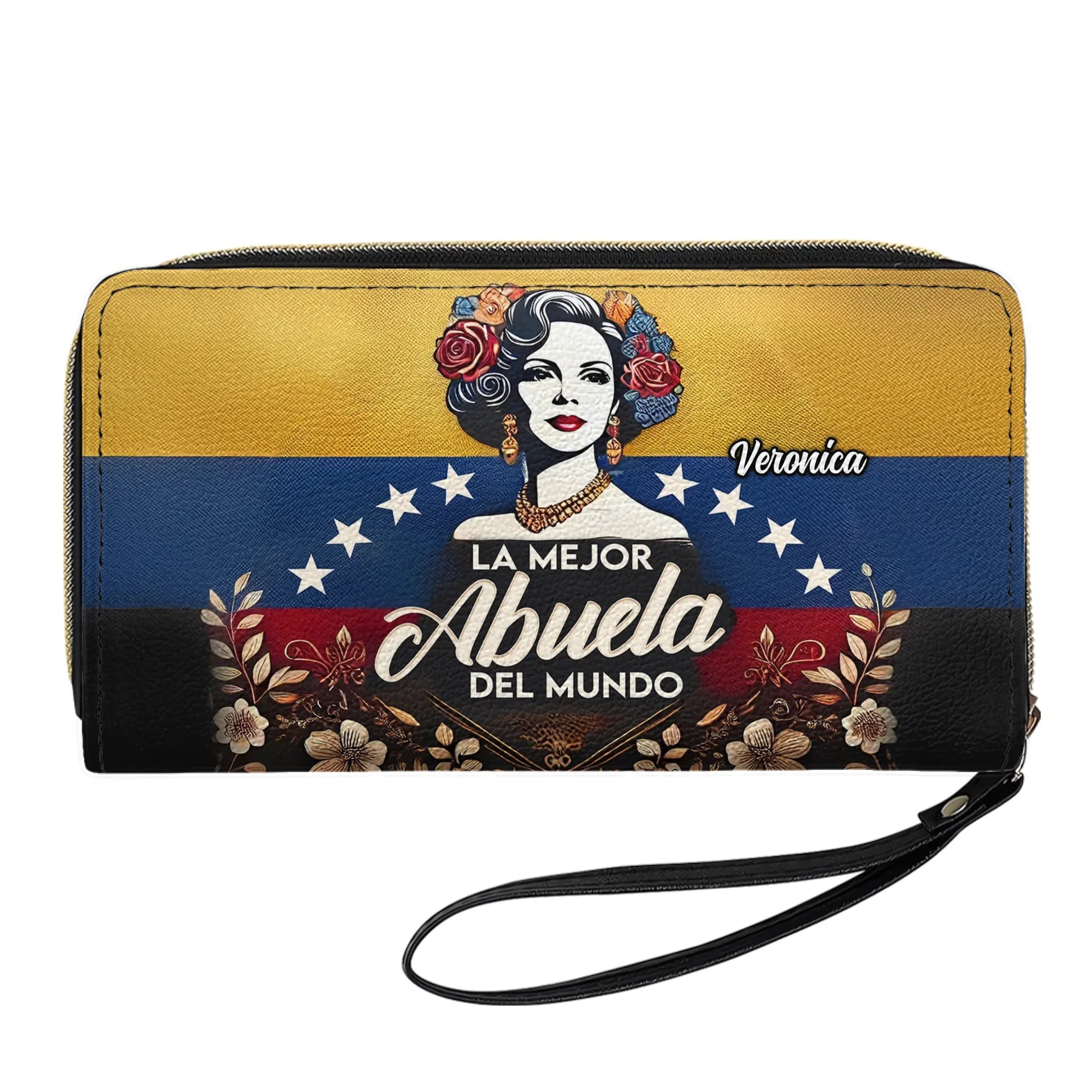 La Mejor Abuela Del Mundo Personalized Venezuelan Leather Clutch Purse