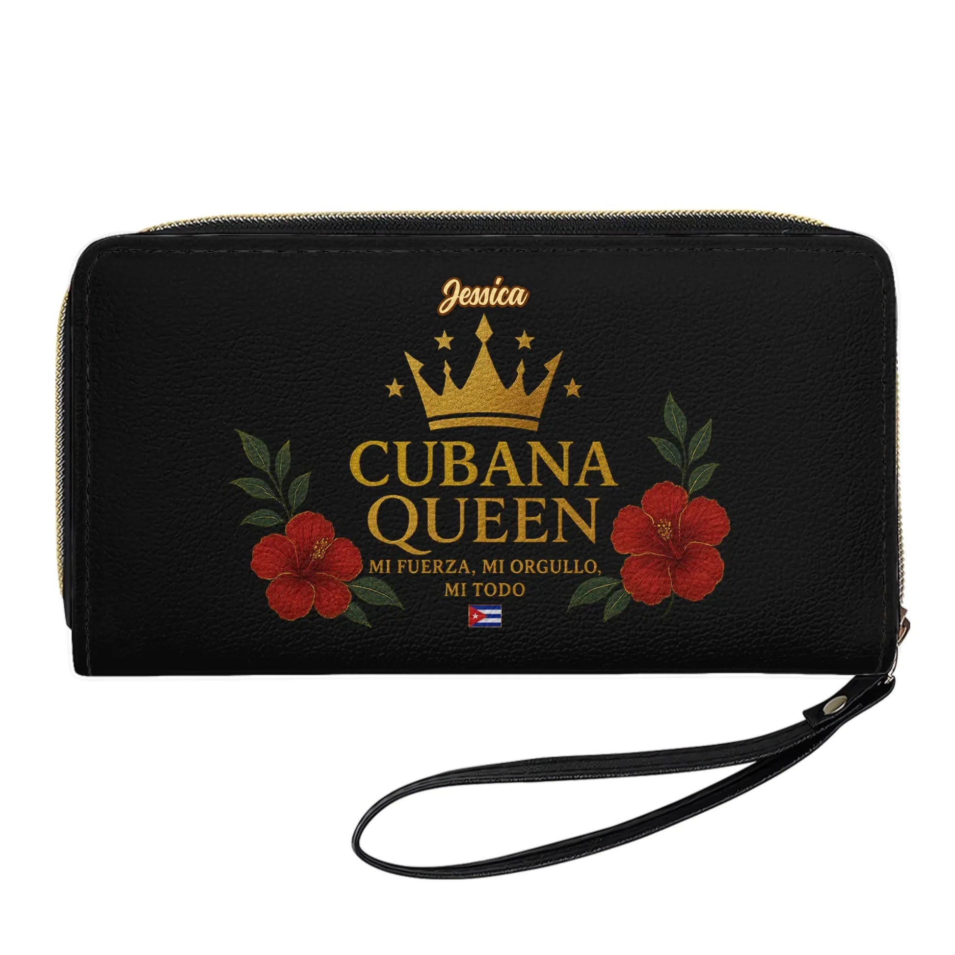 Cubana Queen Personalized Leather Clutch Purse For Cuban Grandma