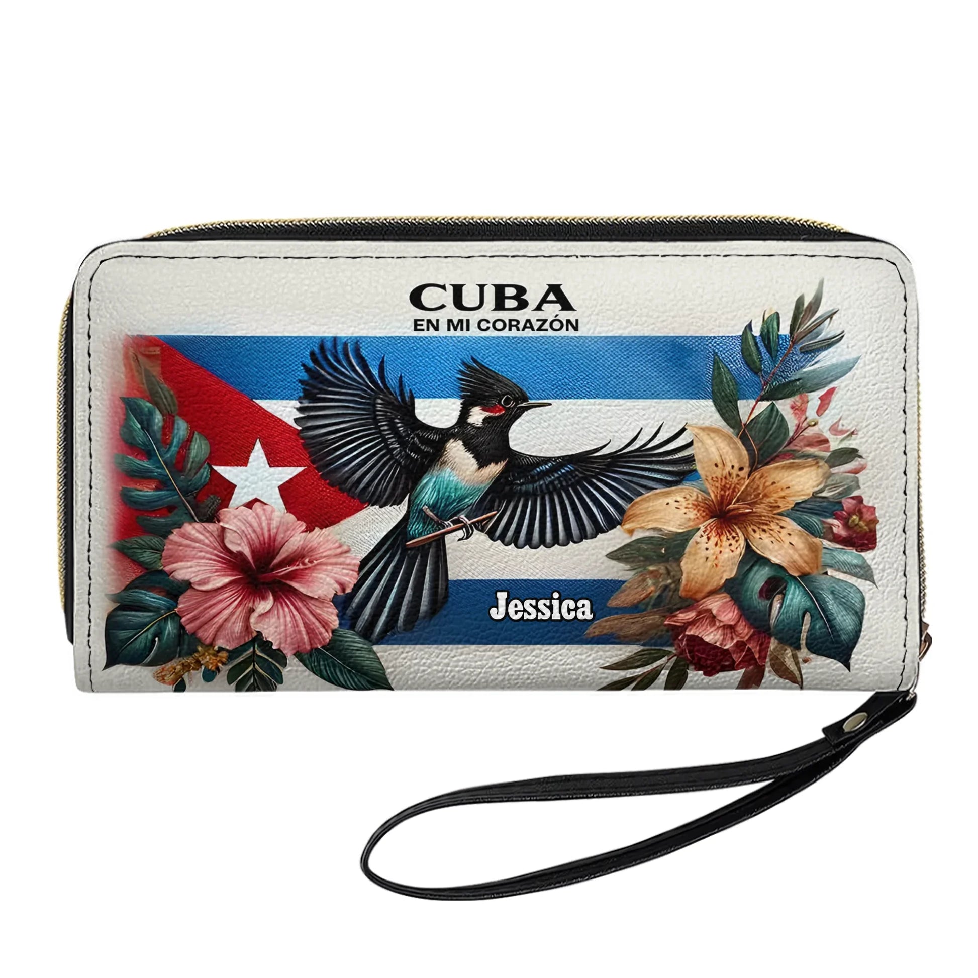 Cuba En Mi Corazon Personalized Leather Clutch Purse For Cuban Grandma