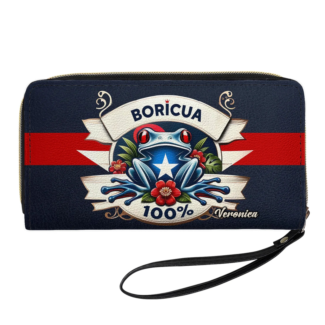 Boricua 100% - Personalized Leather Clutch Purse