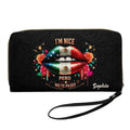 I'm Nice Personalized Leather Clutch Purse Peru Gift