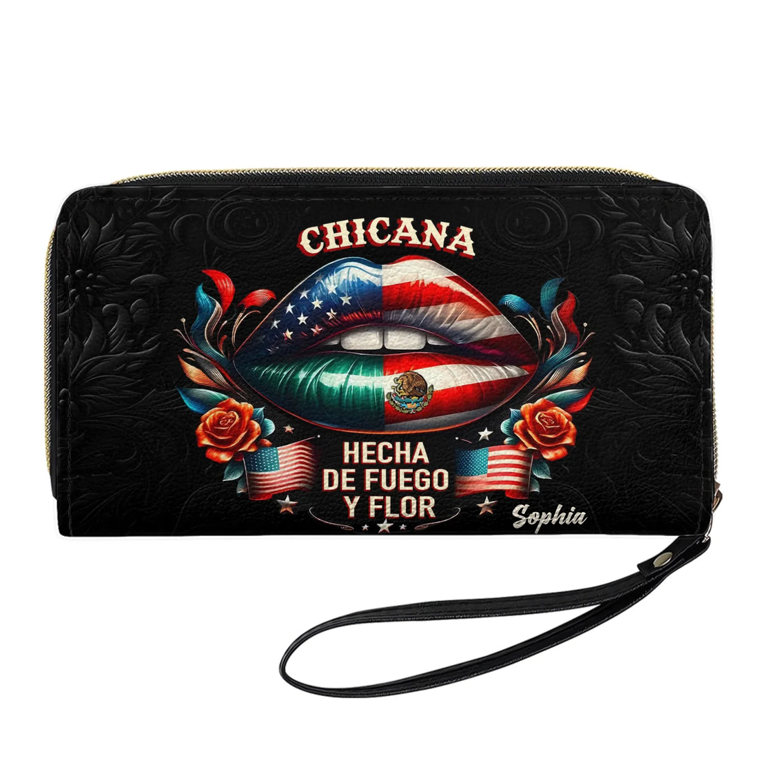Chicana - Personalized Leather Clutch Purse