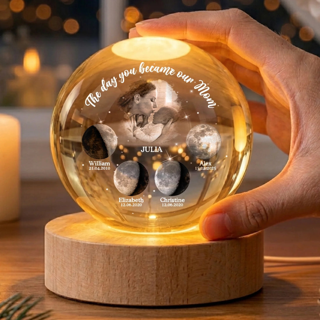 We Love You Personalized Crystal Globe Lamp Gift For Mom