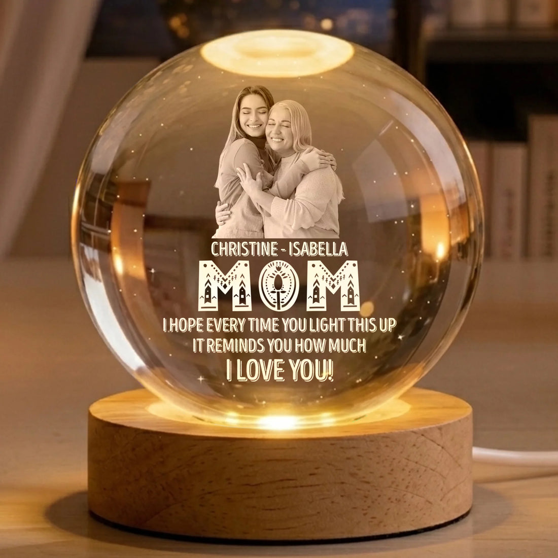 We Love You! - Personalized Crystal Globe Lamp