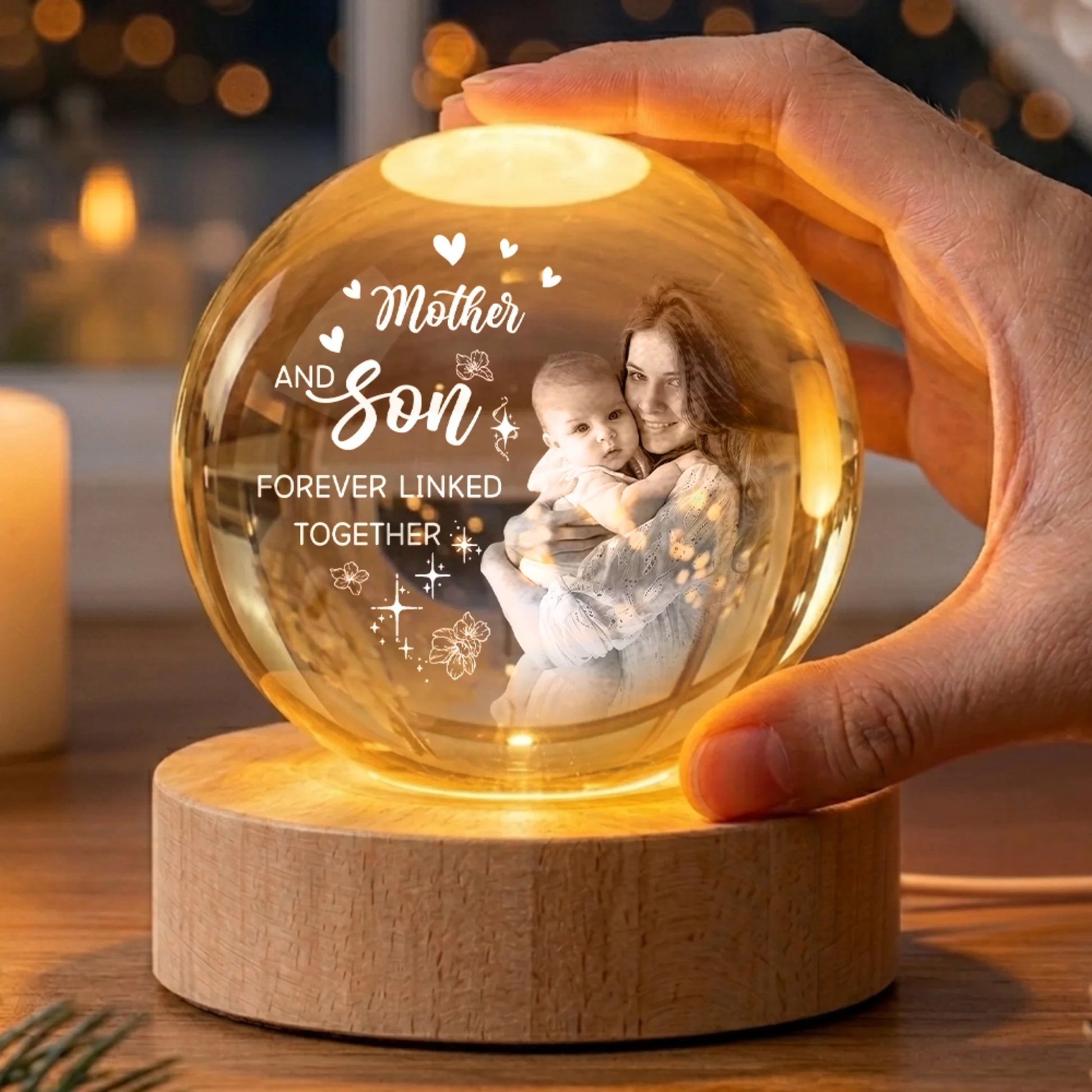 Custom Family Photo Crystal Globe Lamp Mother's Day Gift