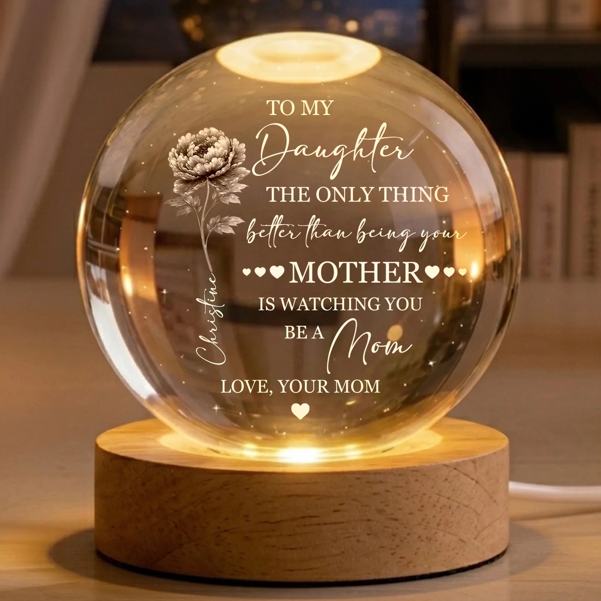 Personalized Crystal Globe Lamp For Daughter With Heartfelt Message