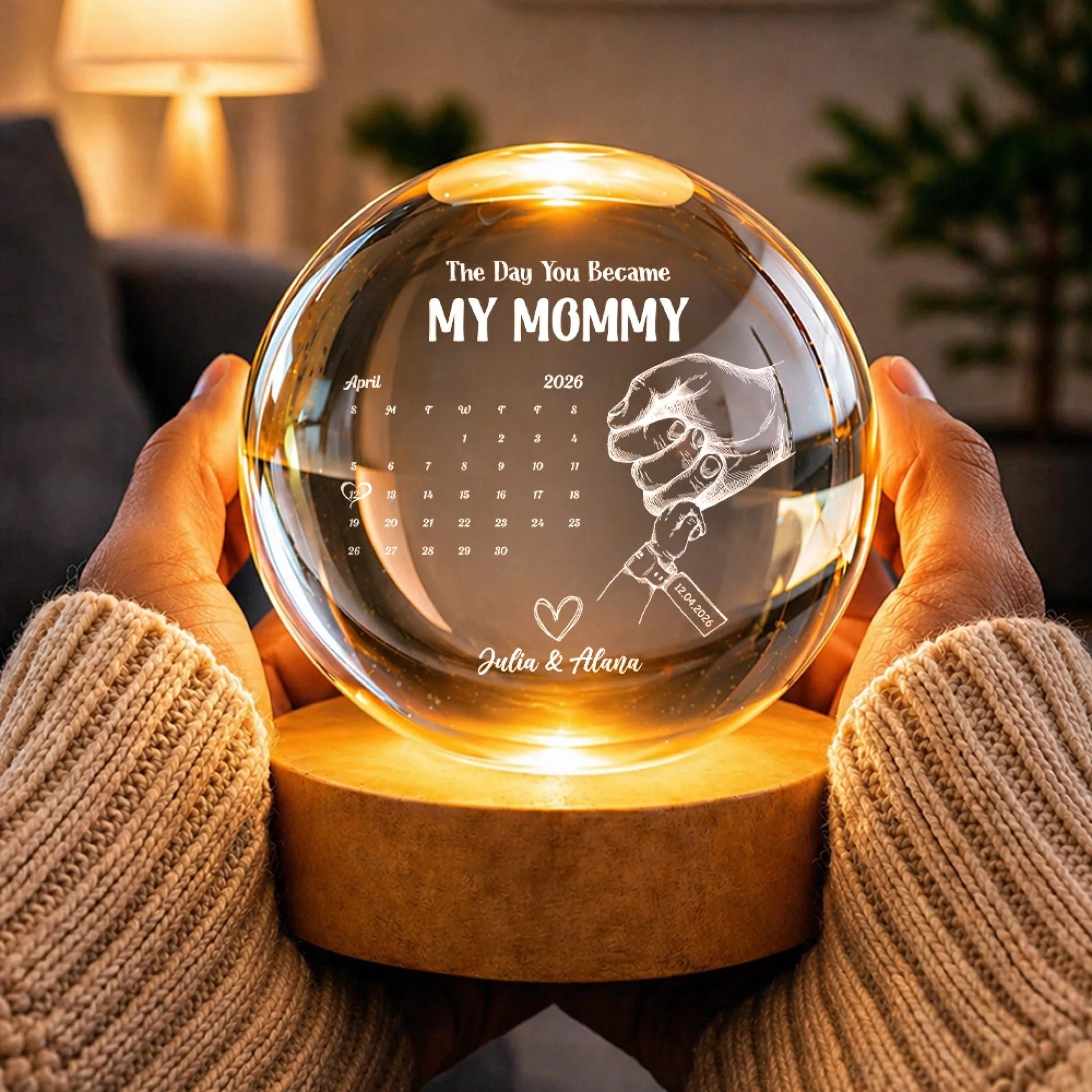 First Mother's Day LED Crystal Globe Keepsake