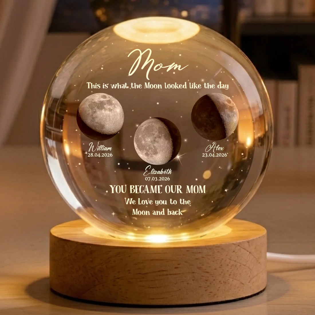 Mom's Day - Personalized Crystal Globe Lamp