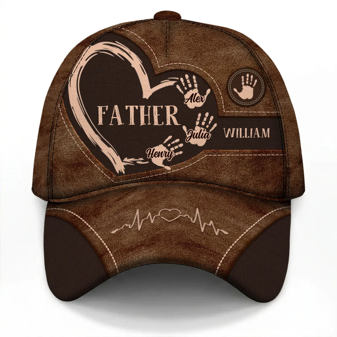 Personalized Dad Classic Cap With Kids Handprints And Custom Family Names