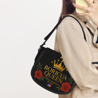 Boricua Queen - Personalized Leather Saddle Cross Body Bag - BOR14S5