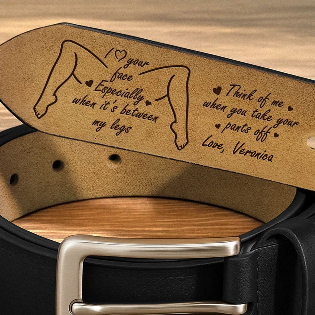 I love your face personalized engraved leather belt for husband