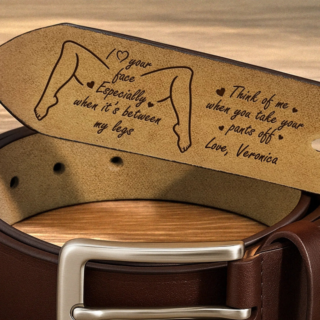 I love your face personalized engraved leather belt for husband