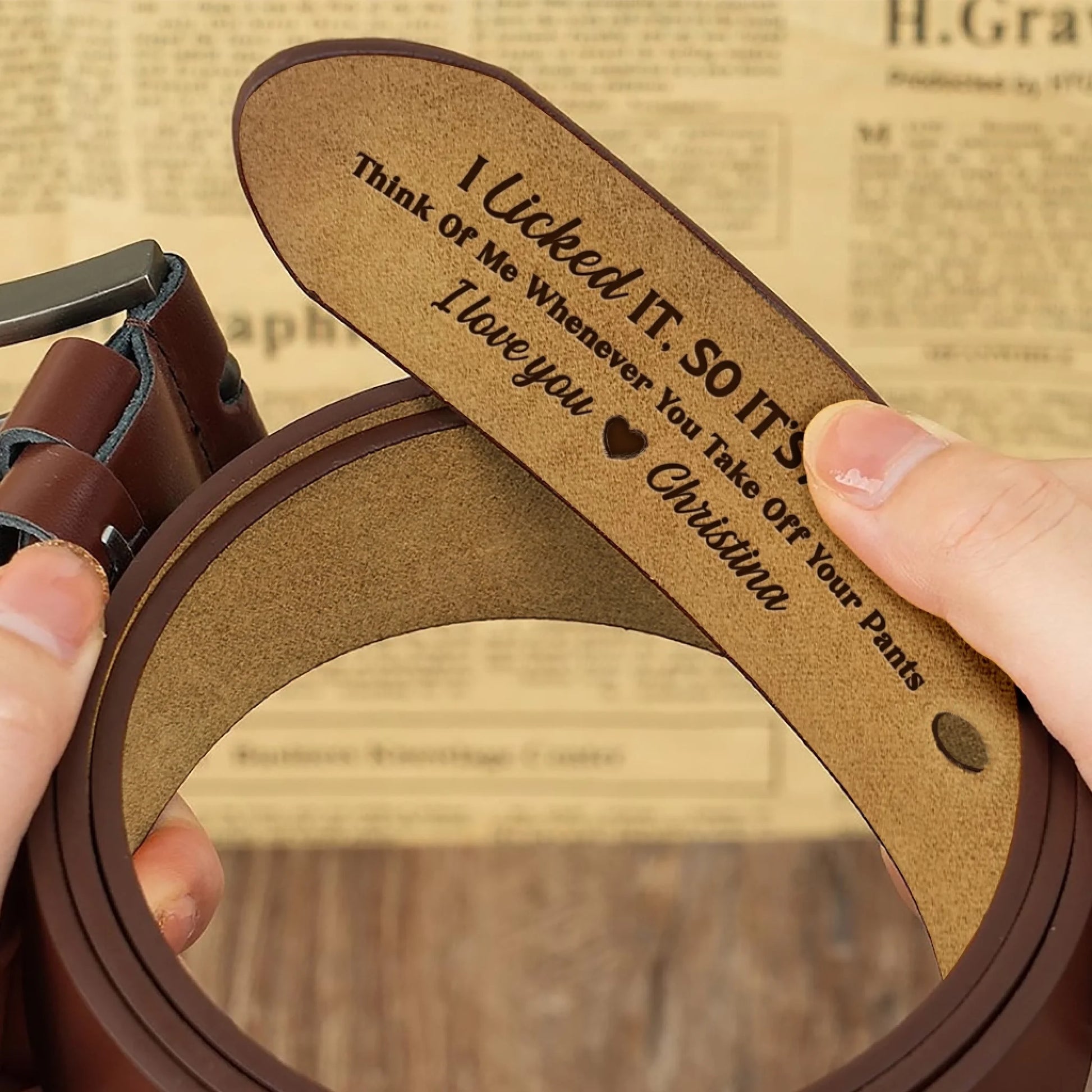 Custom hidden message leather belt romantic gift for him