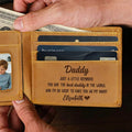 Custom leather wallet with heartfelt message for dad