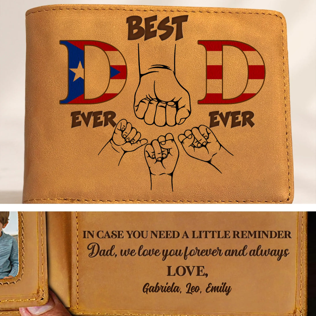 Best Dad Ever - Personalized Men's Leather Wallet