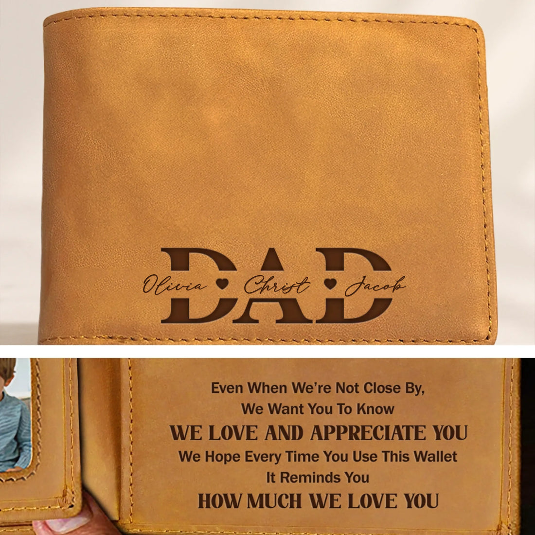 We Love You - Personalized Men's Leather Wallet