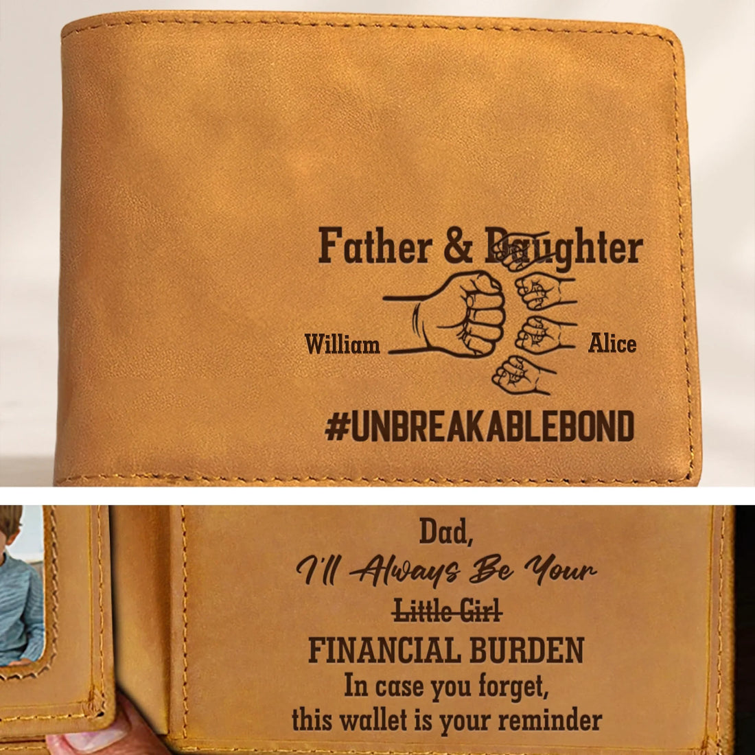 Father & Daughter - Personalized Men's Leather Wallet