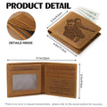 Personalized men's leather wallet featuring family photo and loving message