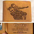Personalized leather wallet for dad with custom photo and heartfelt family message