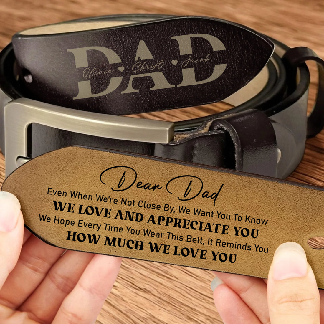 We Love You - Personalized Engraved Leather Belt