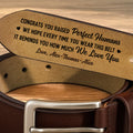 Custom Father's Day leather belt with engraved family message