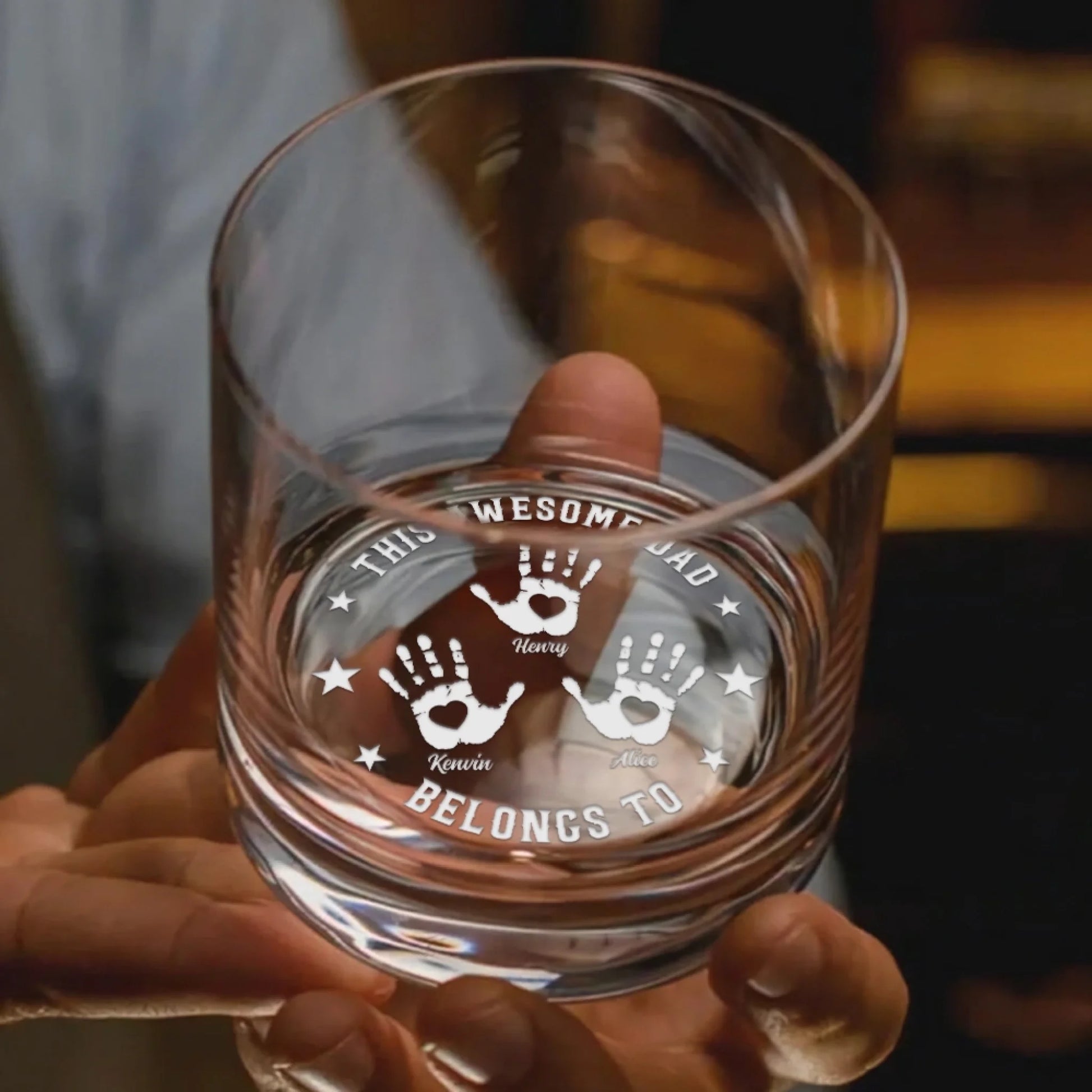 Personalized whiskey glass laser engraving close-up detail