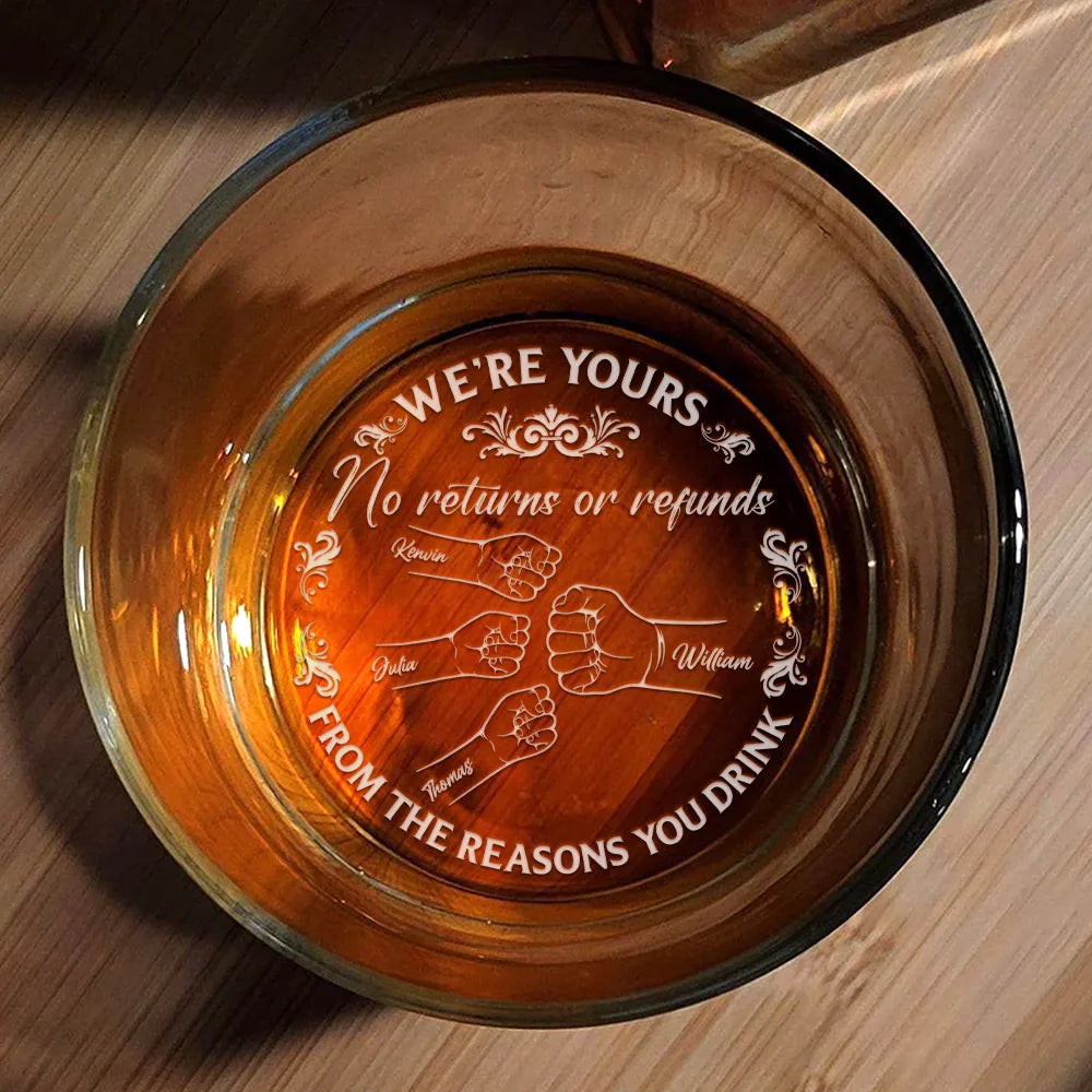 We're Yours personalized engraved whiskey glass gift for dad