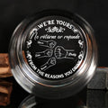 Custom engraved whiskey glass with family names and handprints