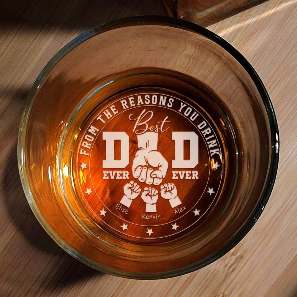 Reasons You Drink personalized engraved whiskey glass gift for dad