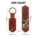 Personalized leather photo keychain dimensions and product details