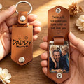Drive Safe personalized leather photo keychain with custom photo and message for Dad