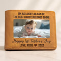 First Father's Day leather wallet personalized with baby picture