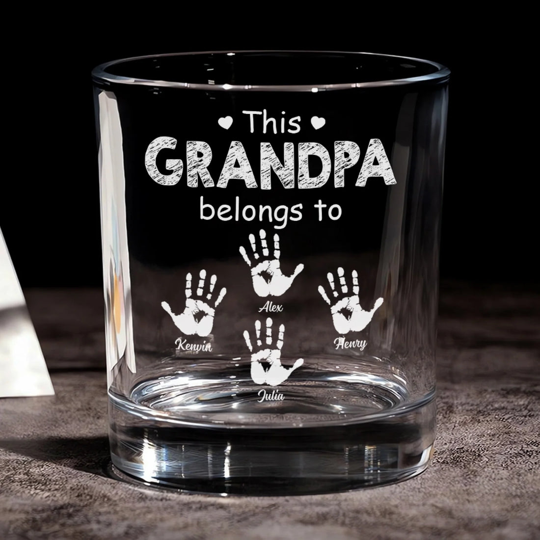 Our Daddy personalized whiskey glass gift for dad and grandpa