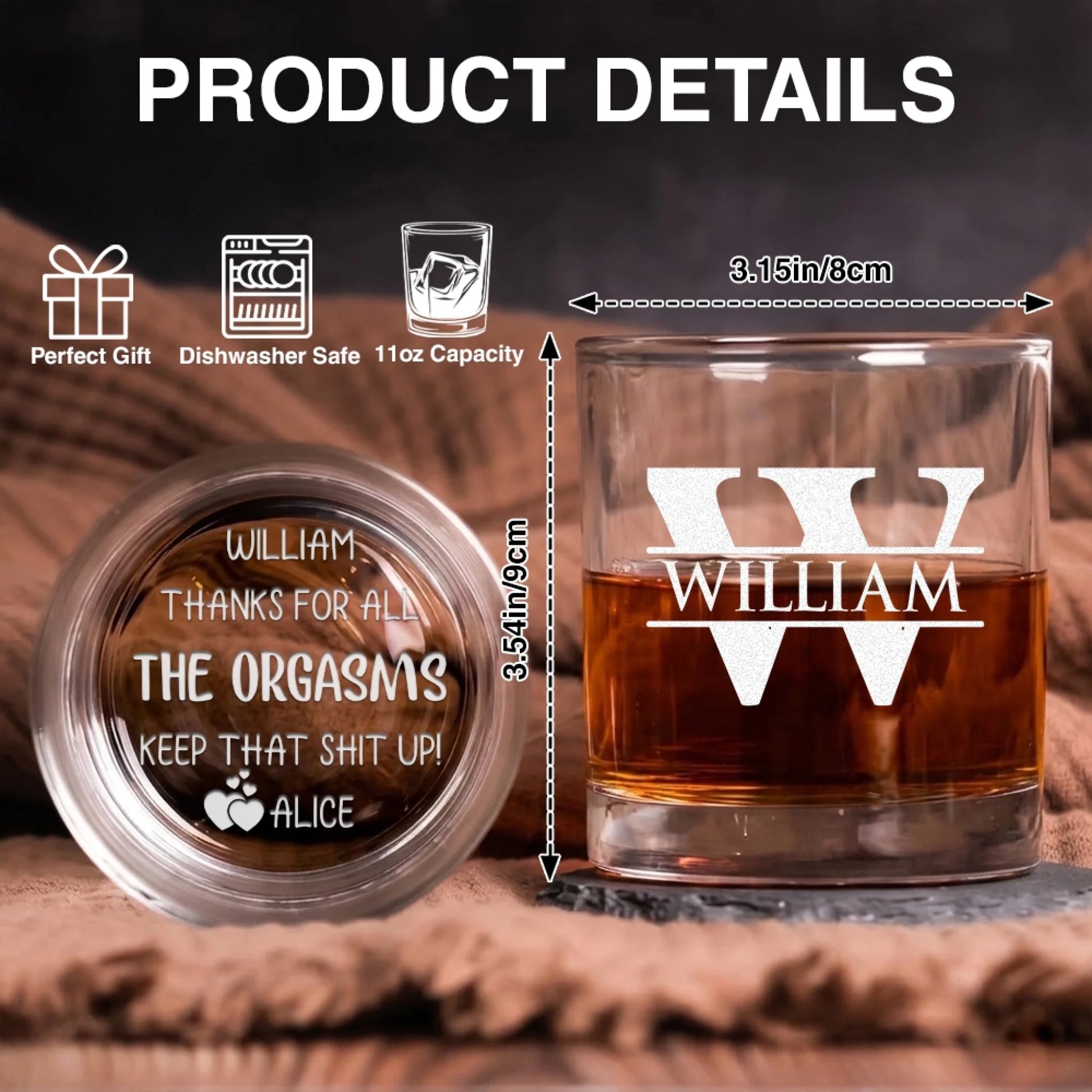 Personalized Whiskey Glass Product Details Size And Material Guide