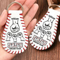 Dad's Dream Team personalized leather baseball keychain with custom names