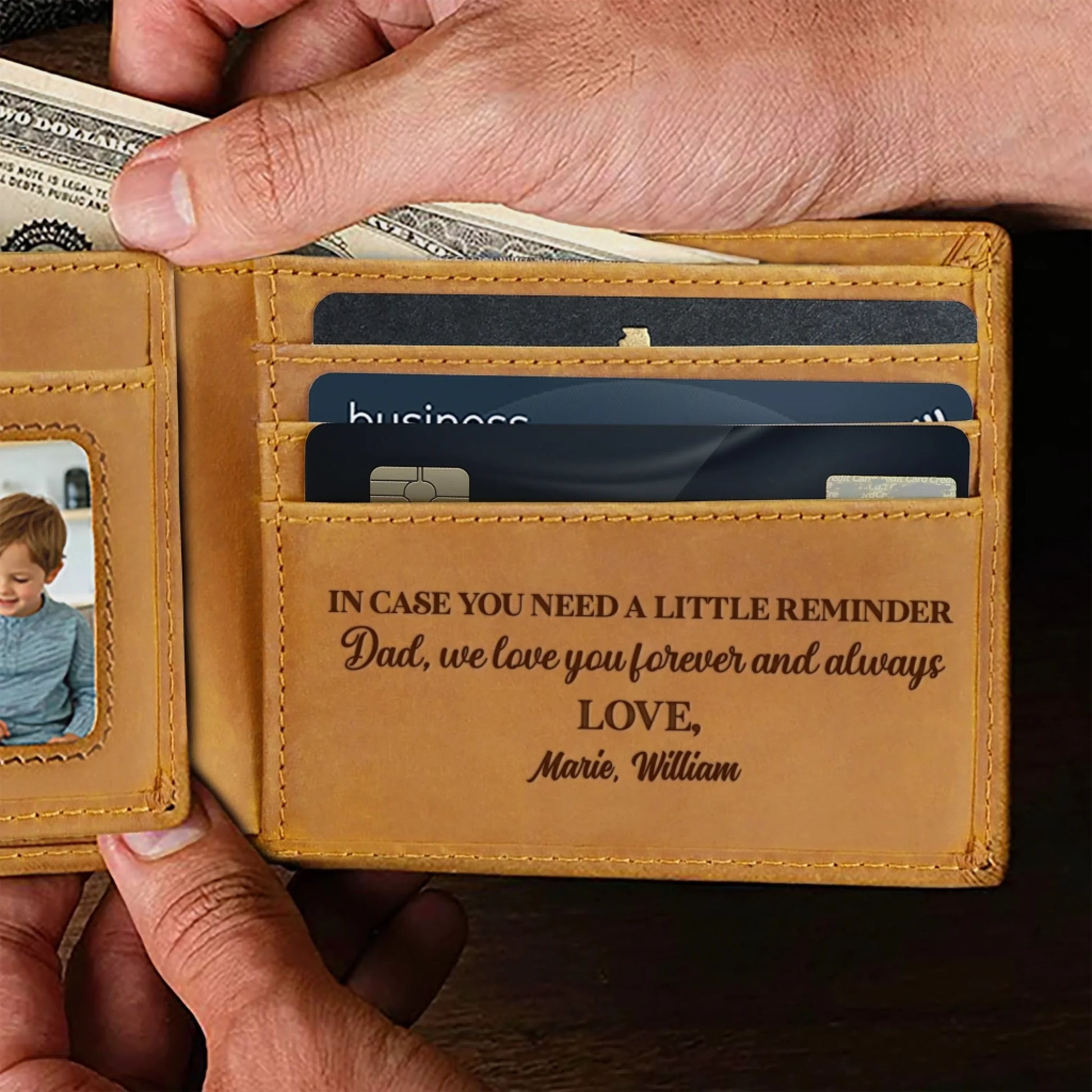 Meaningful personalized wallet gift for father from family