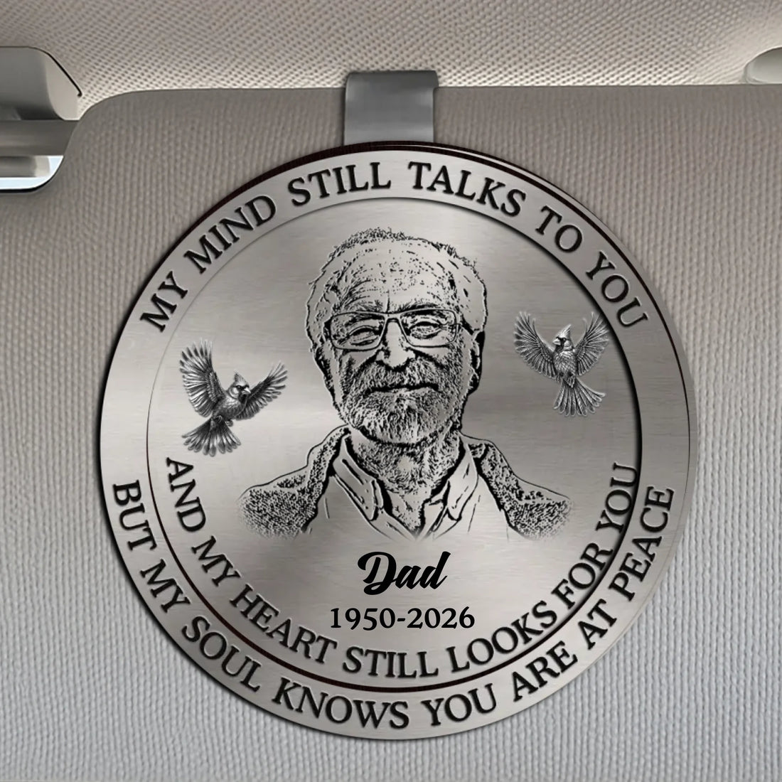 Personalized memorial car visor clip with photo