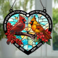 Personalized memorial cardinal suncatcher with custom names and remembrance quote
