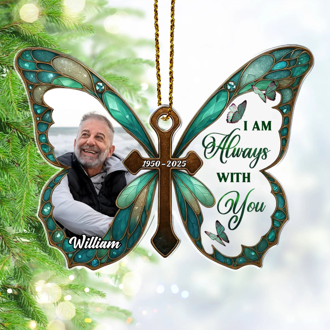Personalized memorial butterfly acrylic ornament with photo remembrance gift for loved one