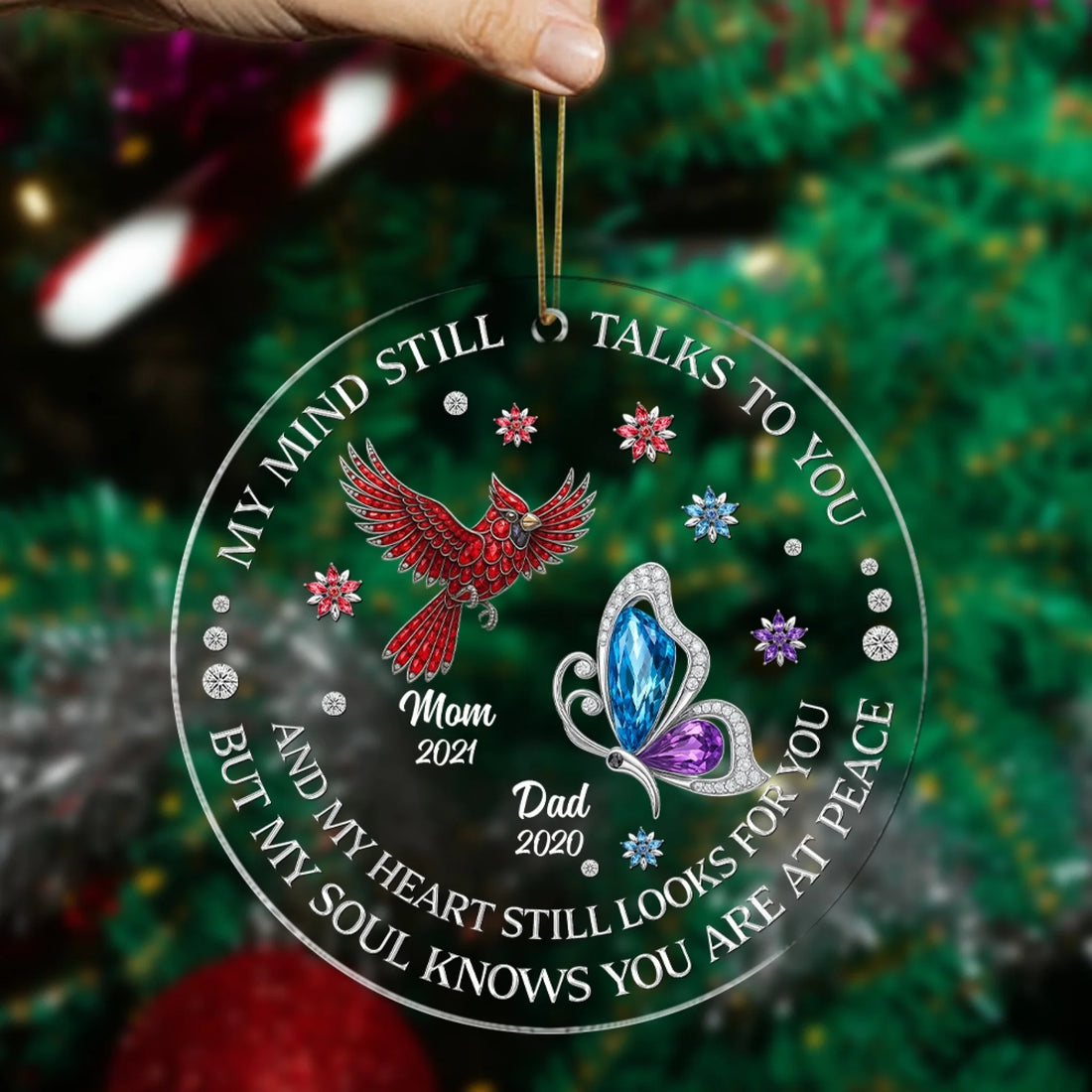 Personalized memorial butterfly acrylic ornament with photo remembrance gift