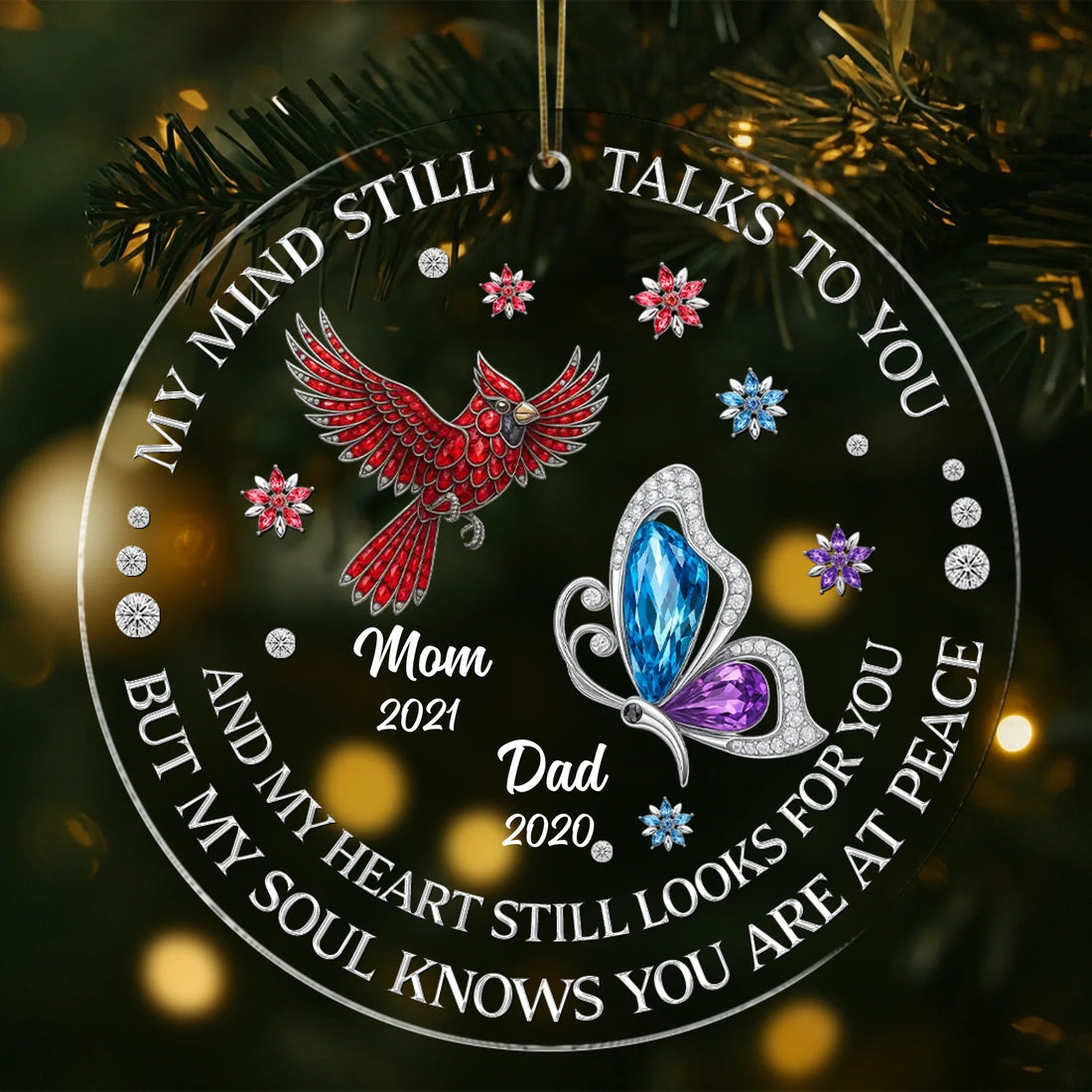 Personalized memorial butterfly acrylic ornament with photo remembrance gift