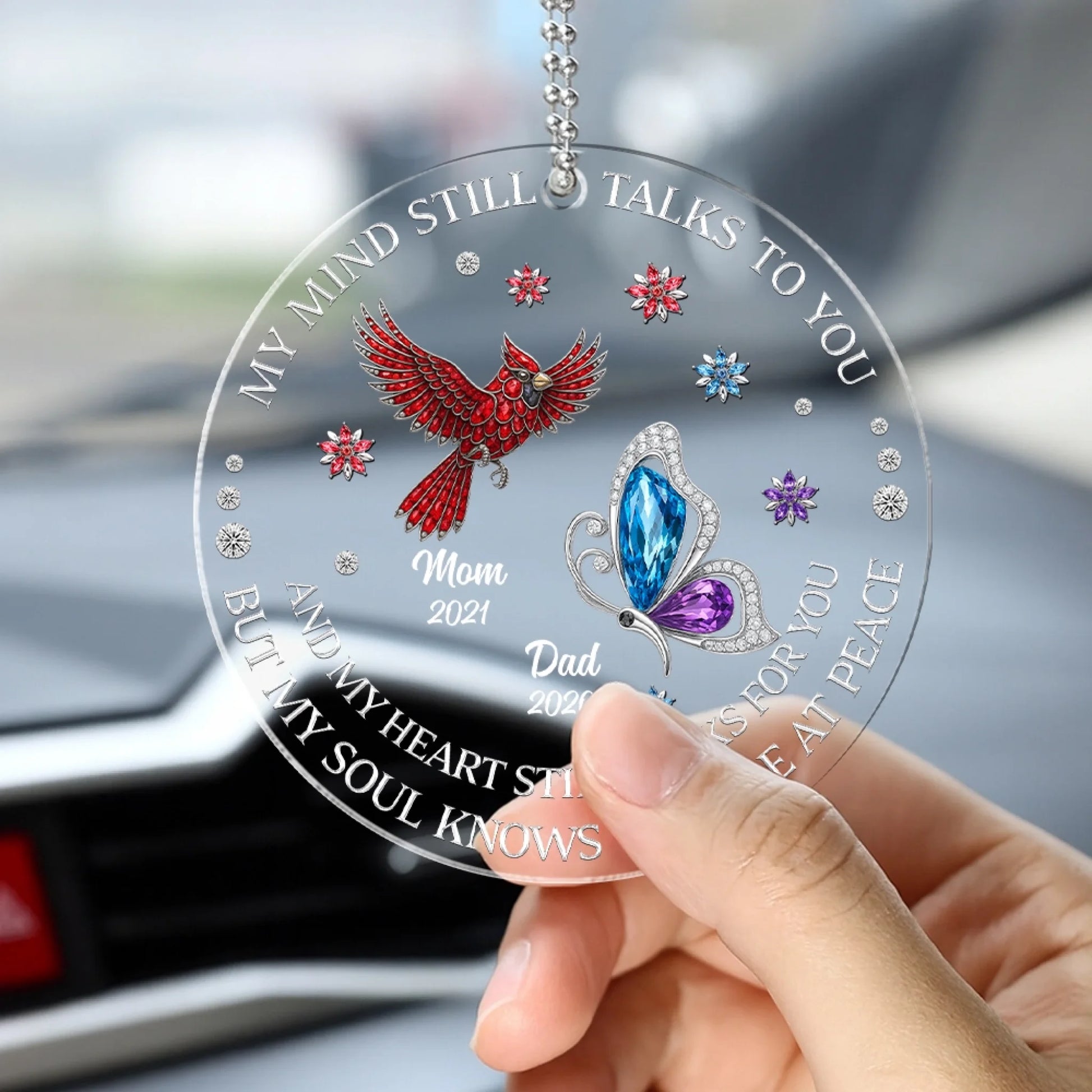 Personalized acrylic memorial car hanger remembrance gift