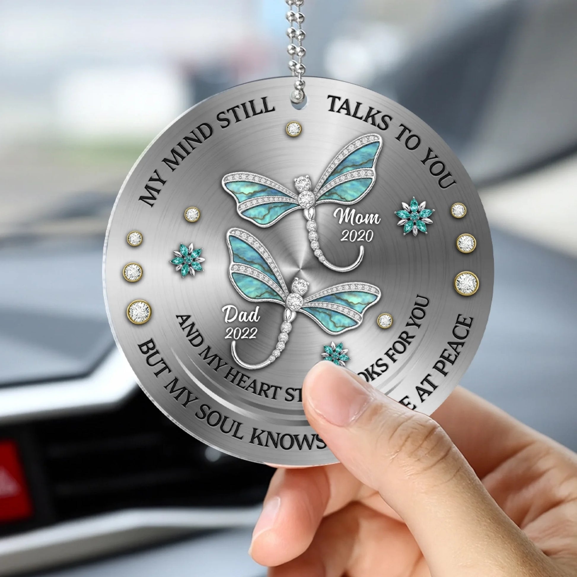 Custom photo memorial acrylic car charm sympathy gift for loved one