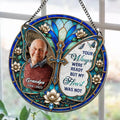 Close Up Personalized Memorial Window Suncatcher Hanging in Natural Light