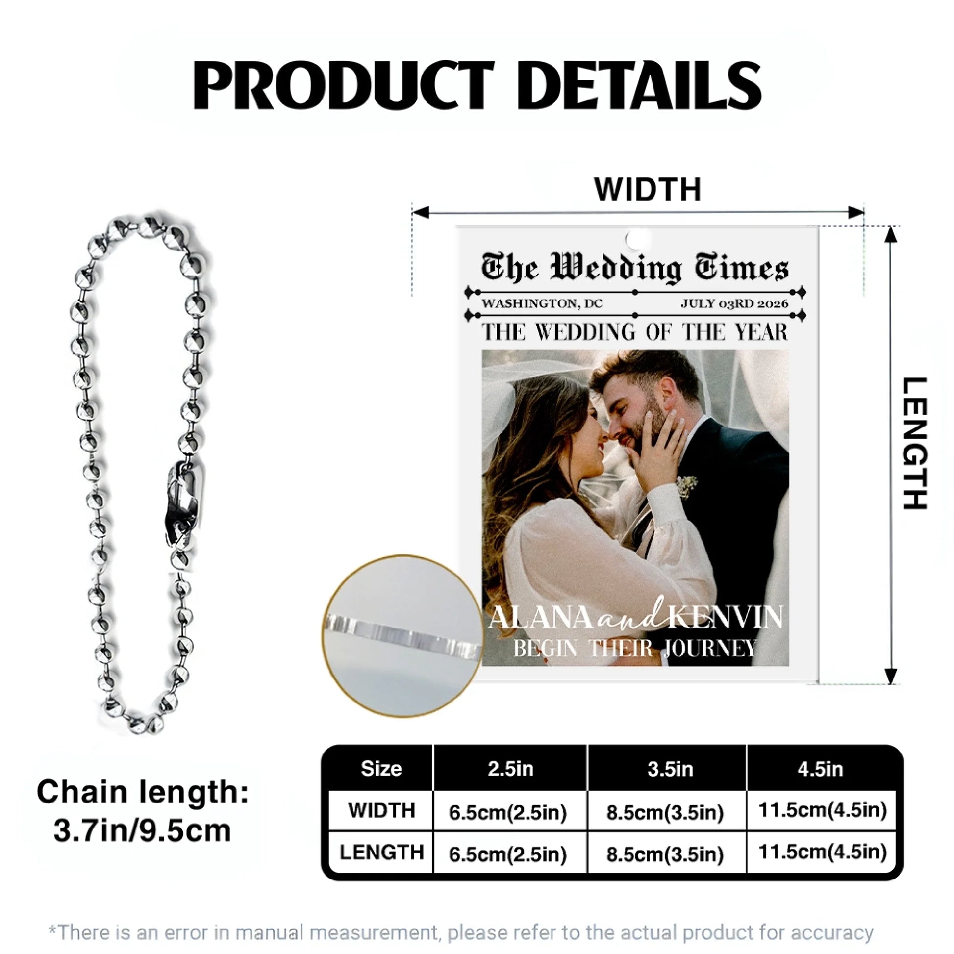 Wedding Car Hanging Ornament Product Details and Size Guide